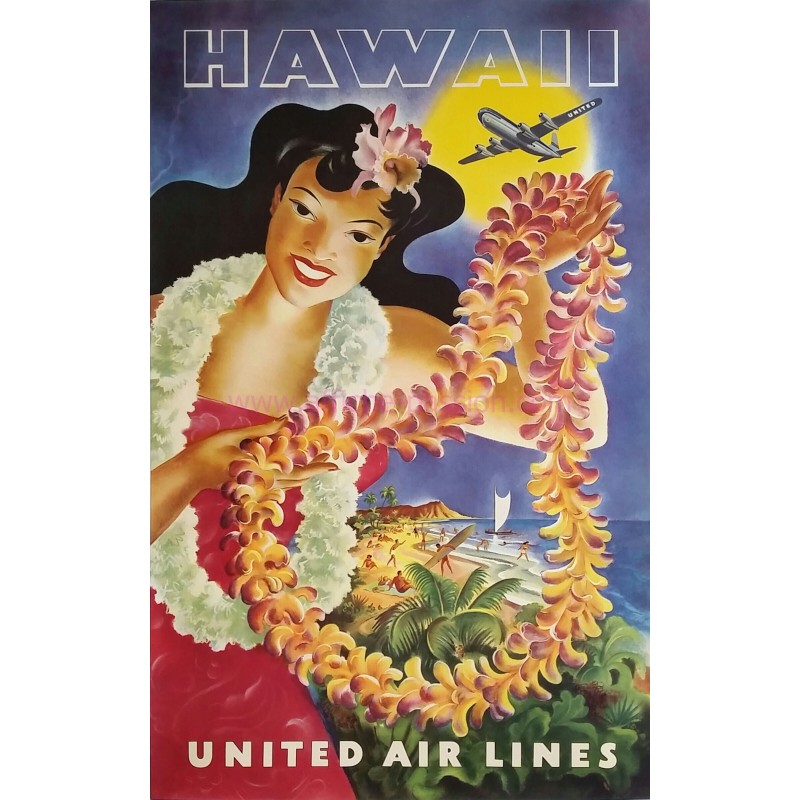 original vintage poster united airlines hawaii joseph feher